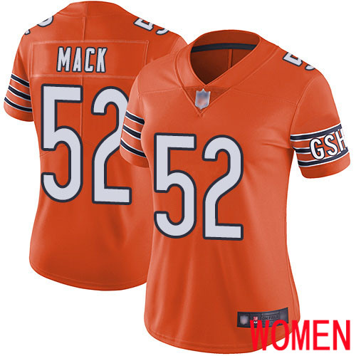 Chicago Bears Limited Orange Women Khalil Mack Alternate Jersey NFL Football #52 Vapor Untouchable->youth nfl jersey->Youth Jersey